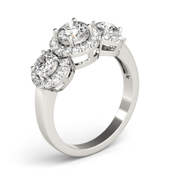 14K White Gold Engagement Rings 3 Stone Round With 1.27 TCW Diamond (SI1-SI2, G-H)