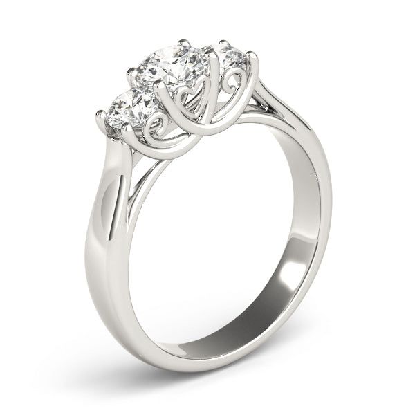14K White Gold Engagement Rings 3 Stone Round With 0.24 TCW Diamond (SI1-SI2, G-H)