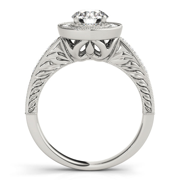 14K White Gold Engagement Rings Halo Round With 1.56 TCW Diamond (SI2, H-I)