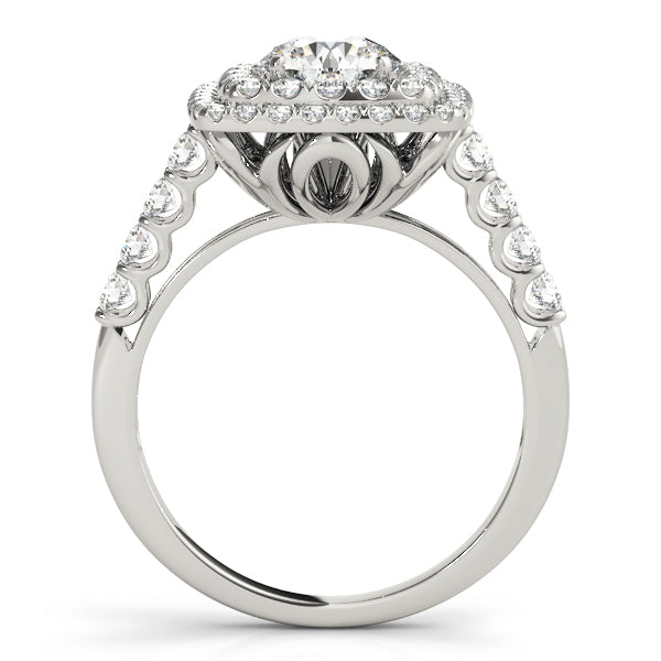 14K White Gold Engagement Rings Halo Round With 0.89 TCW Diamond (SI2, H-I)