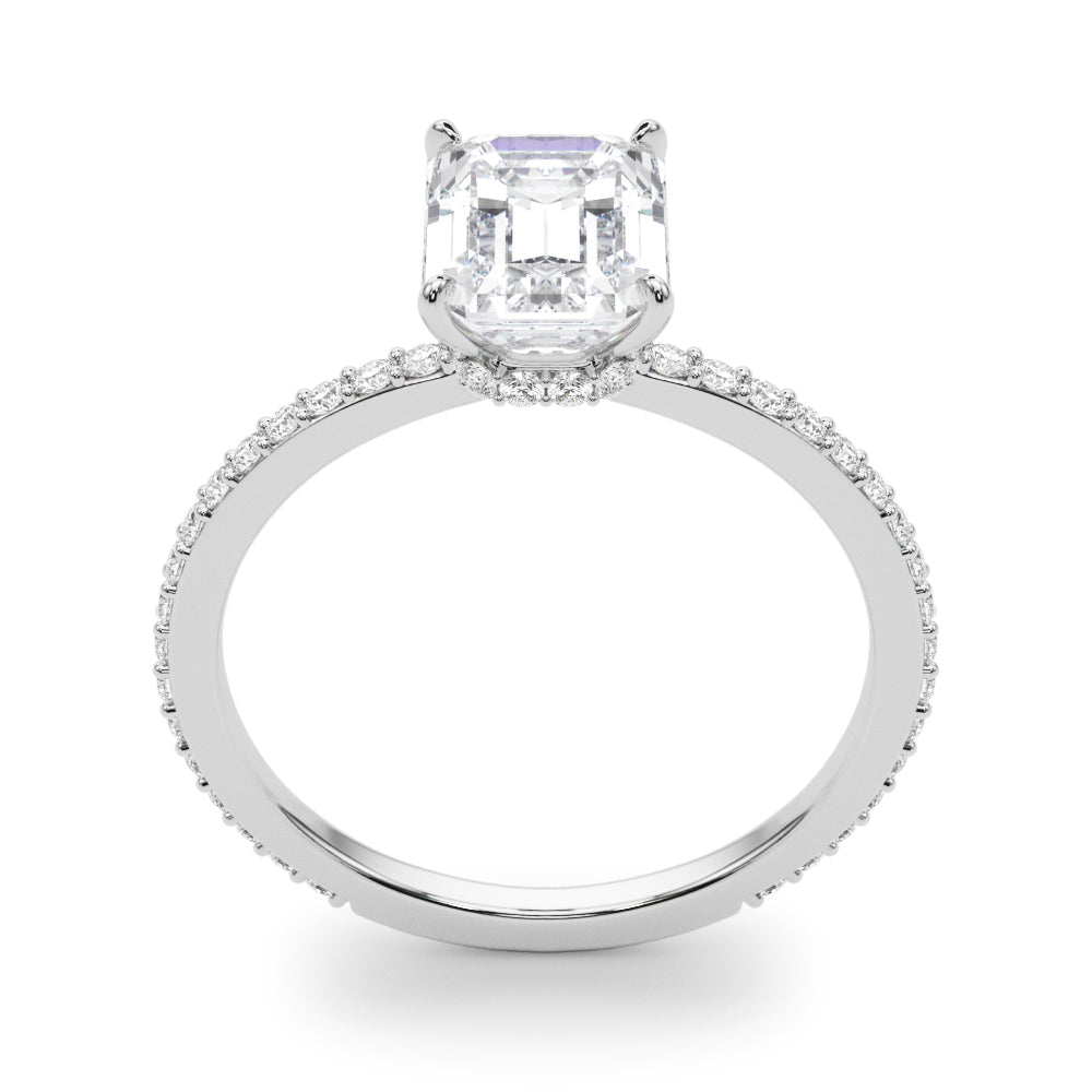 14K White Gold Hidden Halo Emerald Cut Center Single Row With 1.78 TCW Diamond (SI1-SI2, G-H)