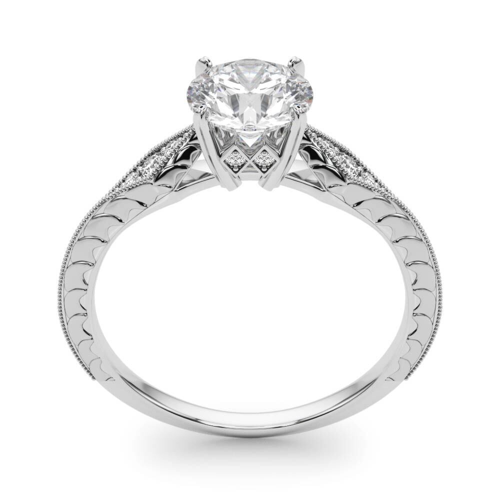 14K White Gold Engagement Ring With 0.08 TCW Diamond (SI1-SI2, G-H)
