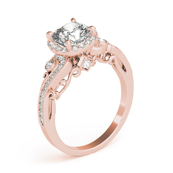 14K Rose Gold Engagement Rings Antique With 0.15 TCW Diamond (SI1-SI2, G-H)