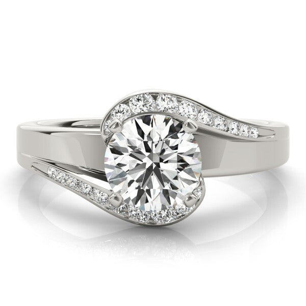 14K White Gold Engagement Ring With 0.03 TCW Diamond (SI1-SI2, G-H)
