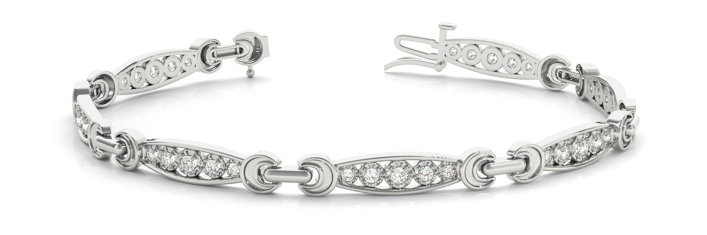 14K White Gold Bangle Italian Made With 0.38 TCW Diamond (I2, H-I)