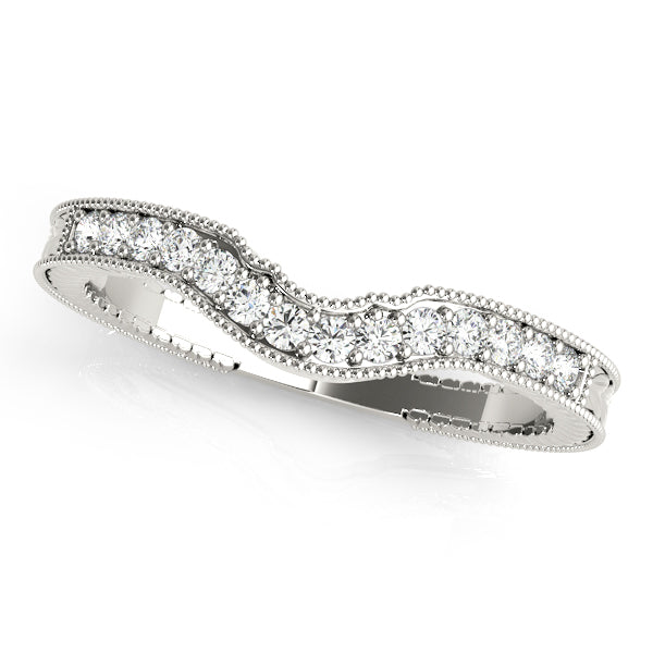14K White Gold Wedding Bands Curved Bands With 0.14 TCW Diamond (SI1-SI2, G-H)