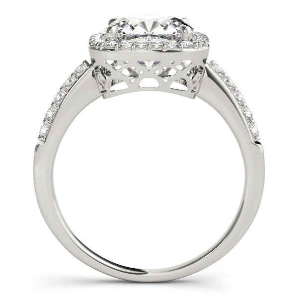 14K White Gold Engagement Rings Halo Square & Cushion With 0.22 TCW Diamond (SI2, H-I)
