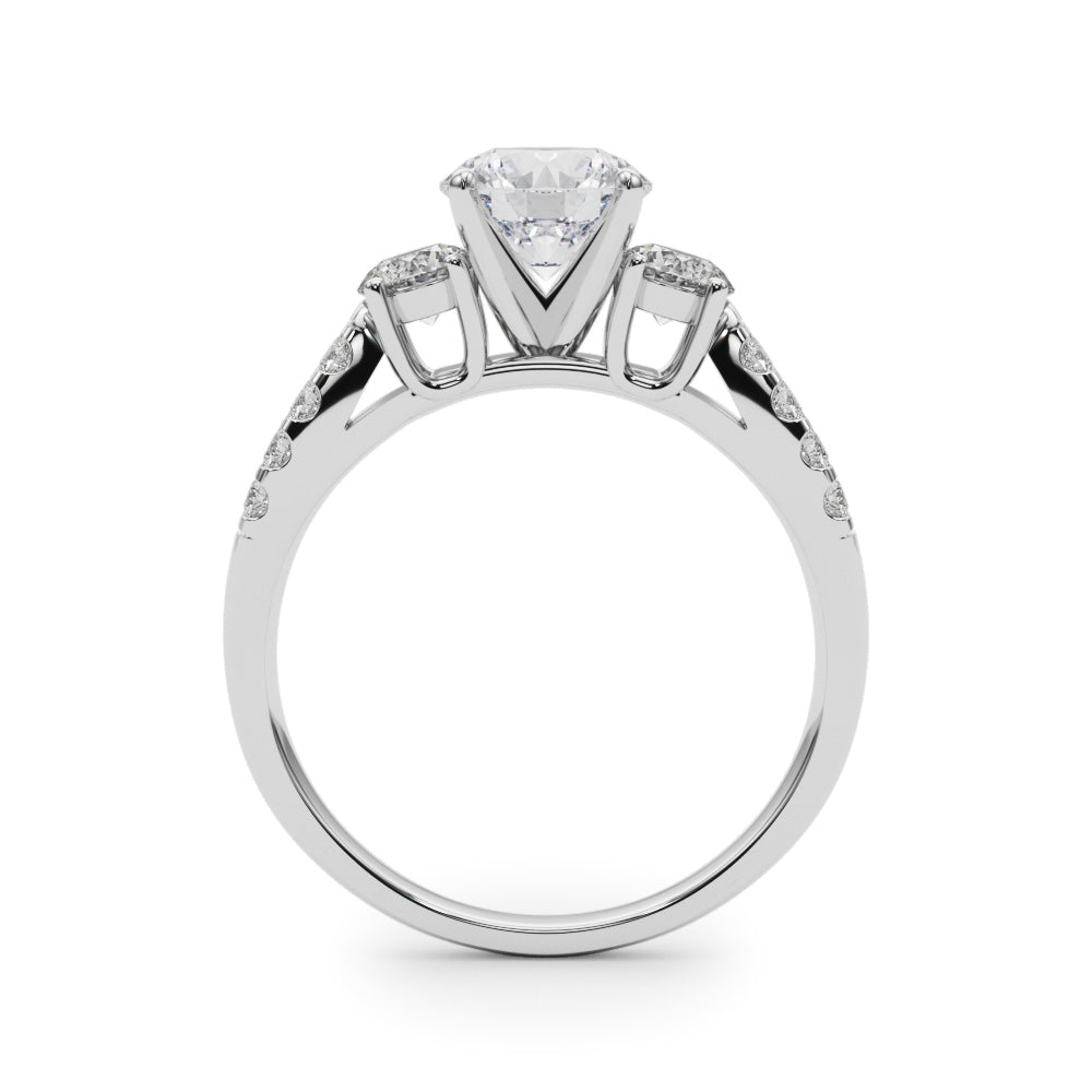 14K White Gold Engagement Rings 3 Stone Round With 0.50 TCW Diamond (SI1-SI2, G-H)