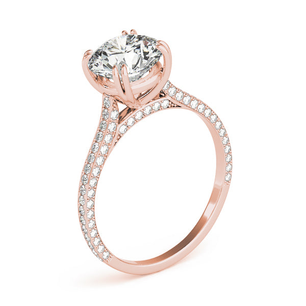 White Gold Engagement Rings Single Row Prong Set With 0.87 TCW Diamond (SI1-SI2, G-H)
