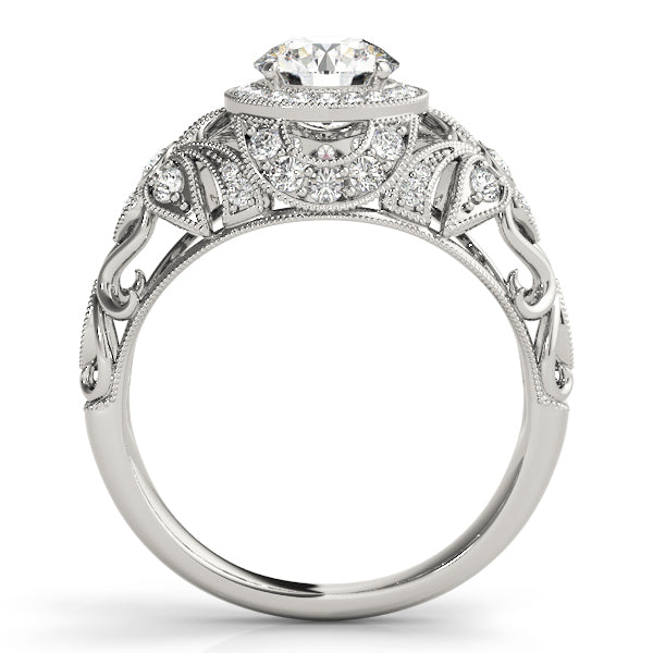 14K White Gold Antique Style Ring With 0.34 TCW Diamond (SI1-SI2, G-H)