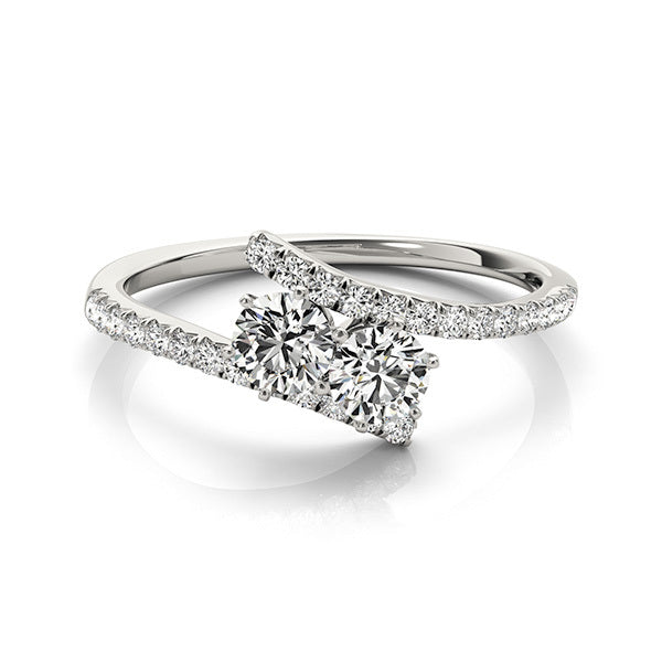 14K White Gold Two Stone Ring With 1 TCW Diamond (I2, H-I)