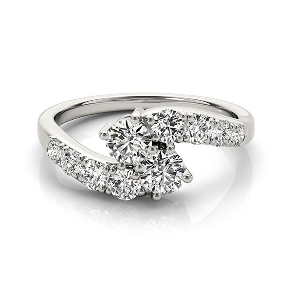 14K White Gold Two Stone Ring With 0.32 TCW Diamond (SI1-SI2, G-H)