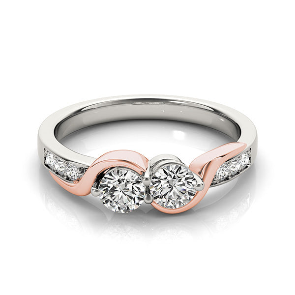 14K White Gold Two Stone Ring With 0.62 TCW Diamond (SI1-SI2, G-H)