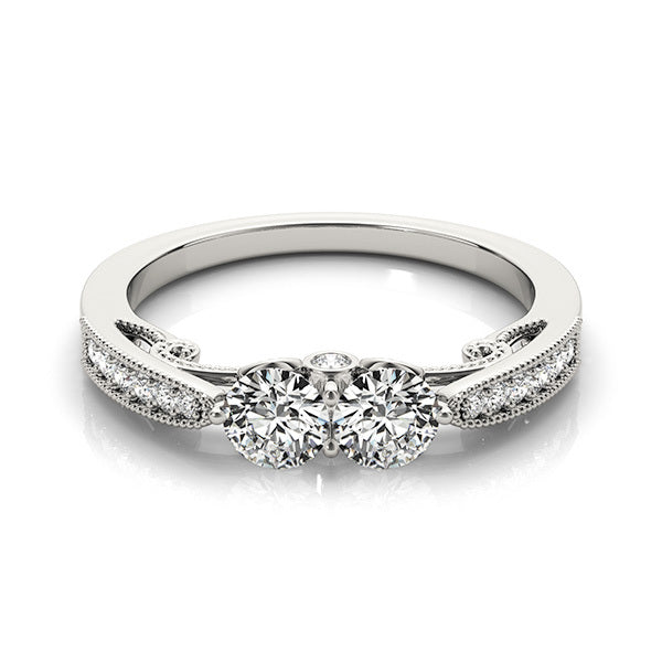 14K White Gold Two Stone Ring With 0.09 TCW Diamond (SI1-SI2, G-H)