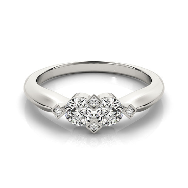 14K White Gold Two Stone Ring With 0.51 TCW Diamond (SI1-SI2, G-H)