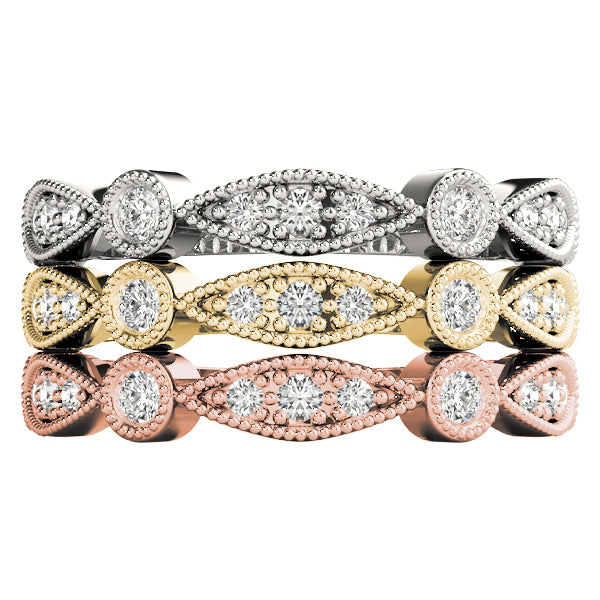 14K White Gold Stackable Ring With 0.15 TCW Diamond (SI1-SI2, G-H)