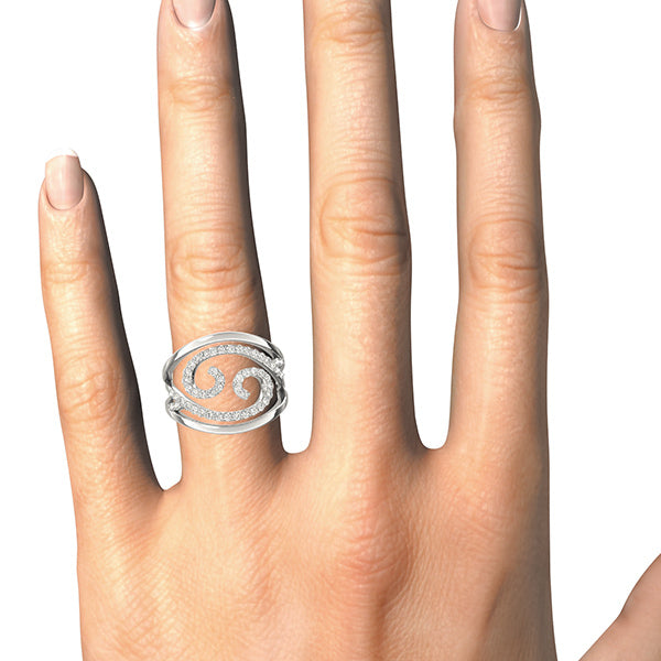 14K White Gold Diamond Fashion Fashion Rings With 0.46 TCW Diamond (SI2, H-I)