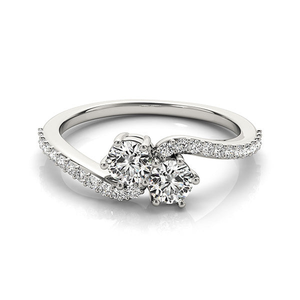 14K White Gold Two Stone Ring With 0.74 TCW Diamond (SI1-SI2, G-H)