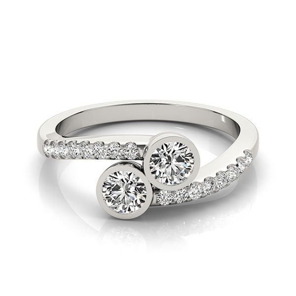 14K White Gold Two Stone Ring With 0.40 TCW Diamond (SI1-SI2, G-H)