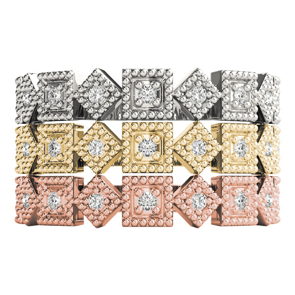 14K White Gold Stackable Ring With 0.06 TCW Diamond (SI1-SI2, G-H)