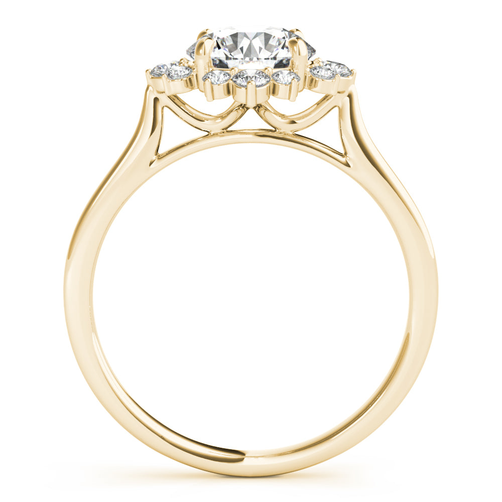 14K Yellow Gold Engagement Ring For Round Center With 0.88 TCW Diamond (SI1-SI2, G-H)