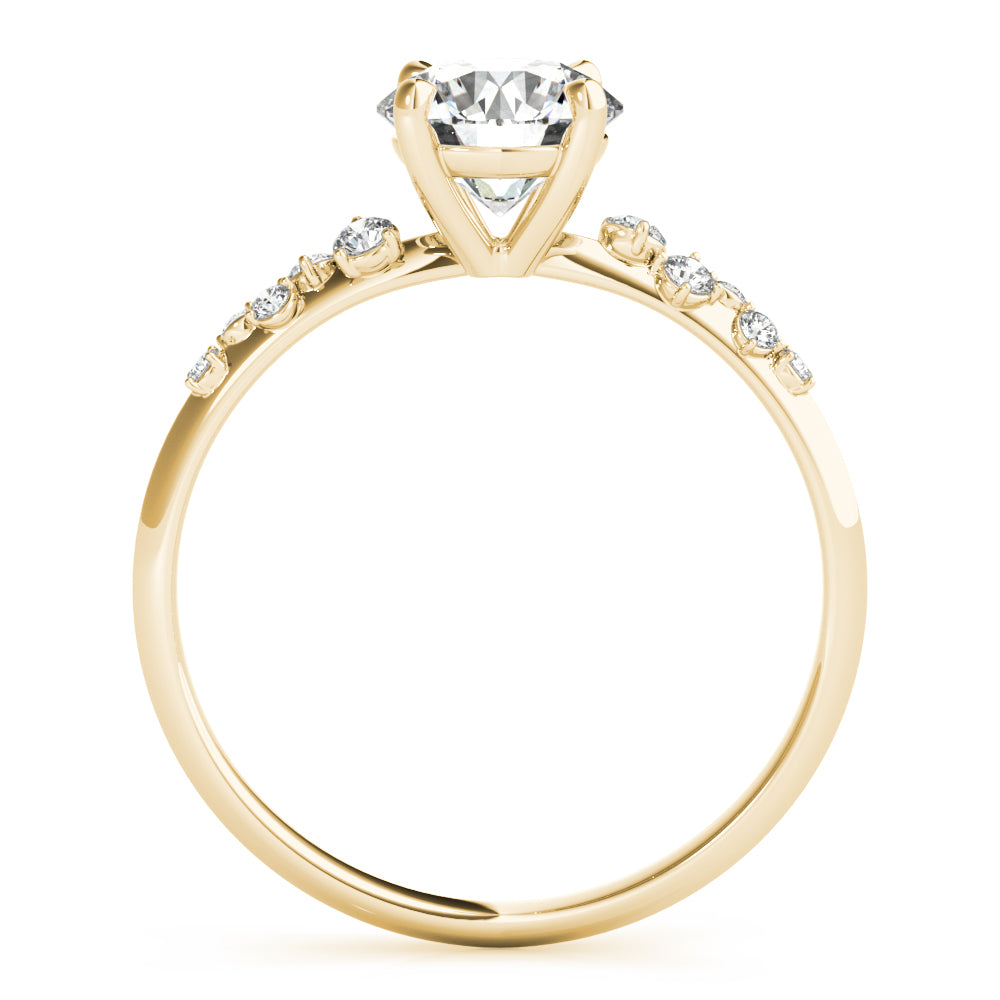 14K Yellow Gold Engagement Ring Round Center With 0.11 TCW Diamond (SI1-SI2, G-H)