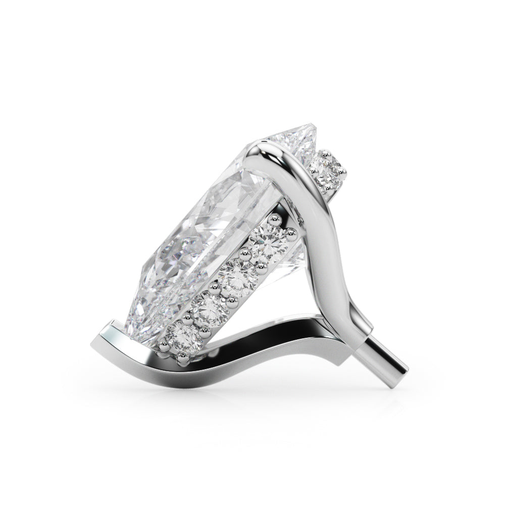 14K White Gold Hidden Halo Pear Center With 0.04 TCW Diamond (SI1-SI2, G-H)