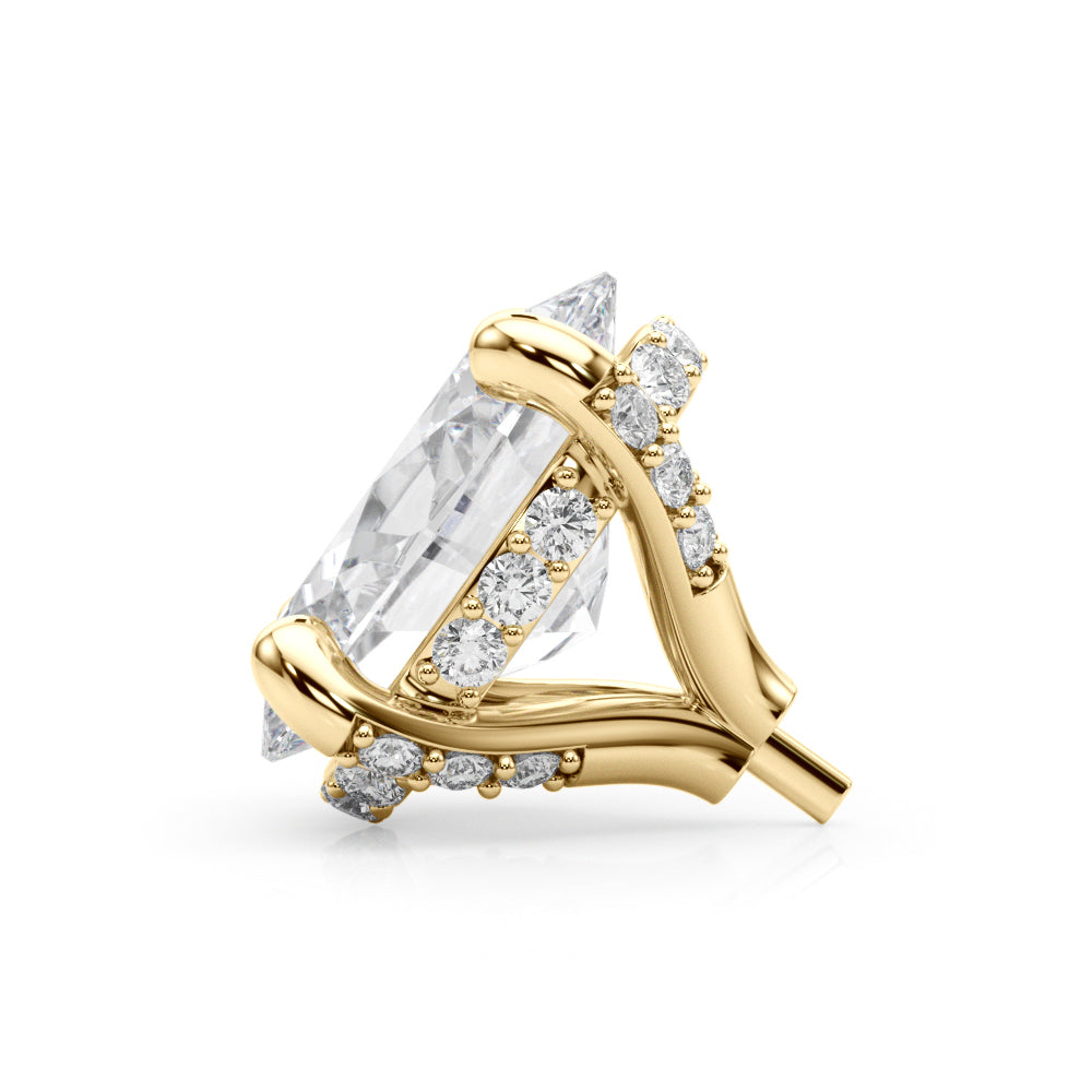 14K Yellow Gold Hidden Halo Oval Head With 0.09 TCW Diamond (SI1-SI2, G-H)