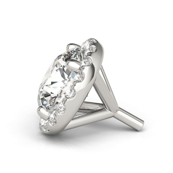 14K White Gold Round Halo Ring Head With 0.31 TCW Diamond (SI1-SI2, G-H)