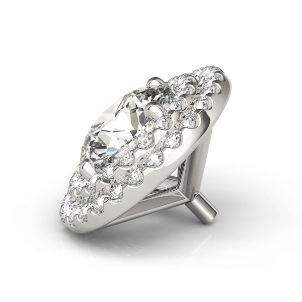 14K White Gold Round Double Ring Head With 0.45 TCW Diamond (SI1-SI2, G-H)