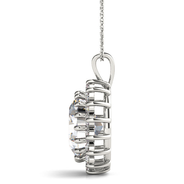 14K White Gold Pendants Color Oval With 0.32 TCW Diamond (SI2, H-I)