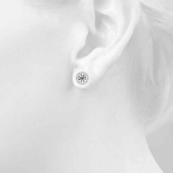 14K White Gold Earrings Halo With 0.93 TCW Diamond (I3 H-J)