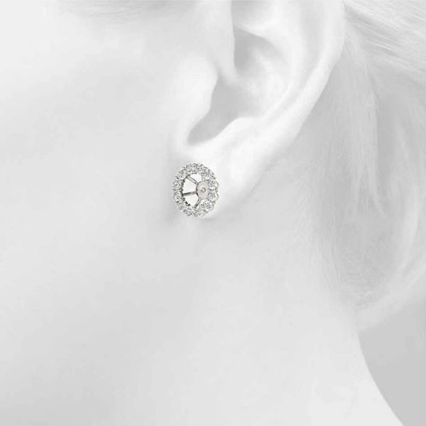 14K White Gold Earring Jacket For 1.0 Ct Center With 0.39 TCW Diamond (SI2, H-I)