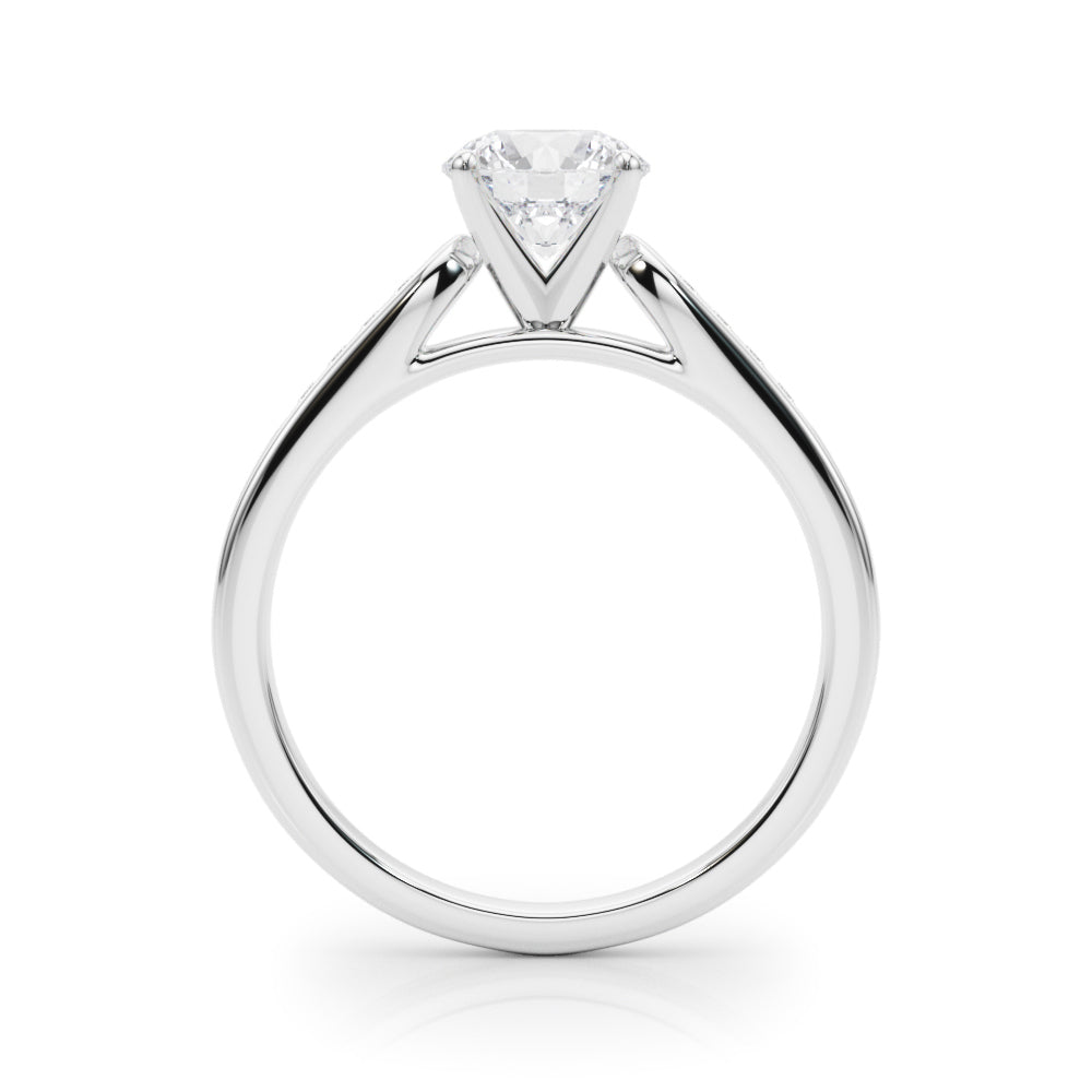 14K White Gold Engagement Rings Single Row Channel Set With 0.08 TCW Diamond (I1, H-I)