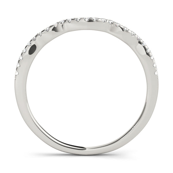 14K White Gold Wedding Bands Curved Bands With 0.12 TCW Diamond (SI1-SI2, G-H)