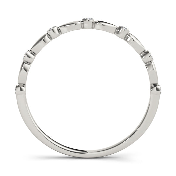 14K White Gold Wedding Bands Bezel Set With 0.07 TCW Diamond (SI2, H-I)