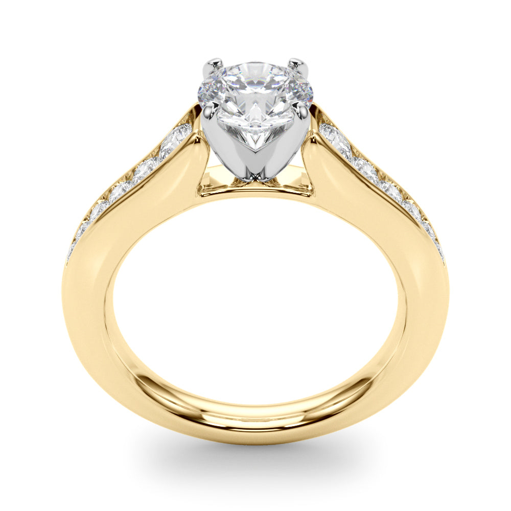 14K Yellow Gold Engagement Rings Single Row With 0.13 TCW Diamond (SI1, G)