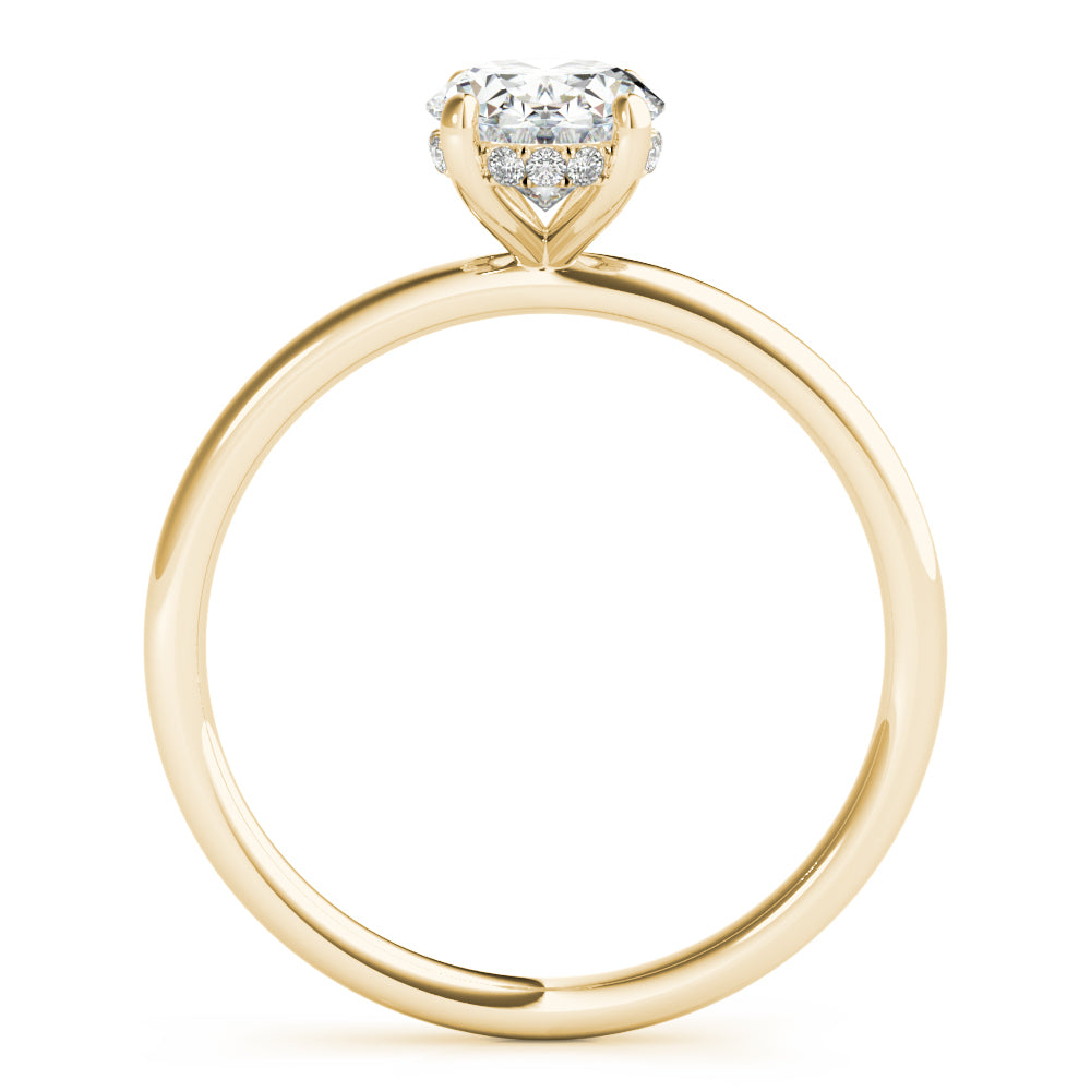 14K Yellow Gold Engagement Ring Oval Cut Center With 0.09 TCW Diamond (SI1-SI2, G-H)