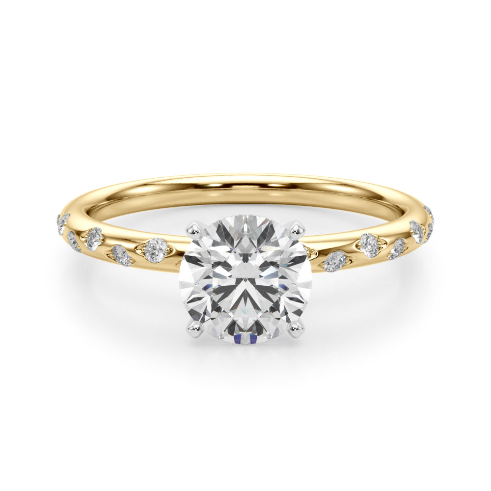 14K Yellow Gold Engagement Rings With 0.07 TCW Diamond (SI1-SI2, G-H)