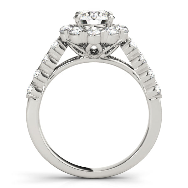 14K White Gold Engagement Rings Halo Round With 1.19 TCW Diamond (SI1-SI2, G-H)