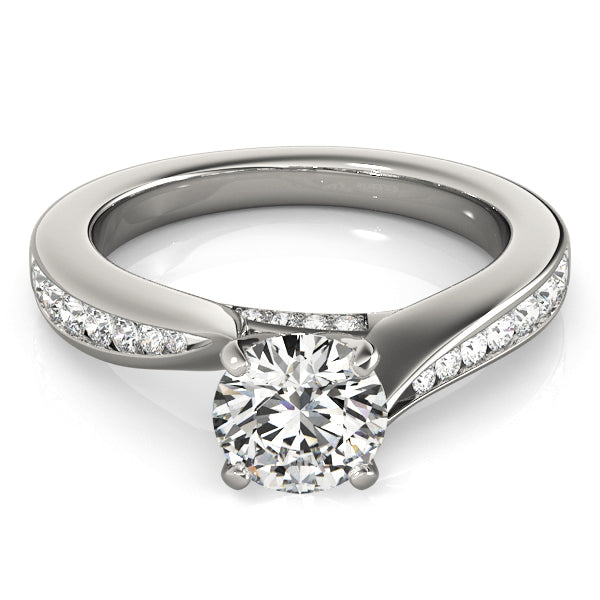 14K White Gold Engagement Rings Single Row Prong Set With 0.08 TCW Diamond (I1, H-I)
