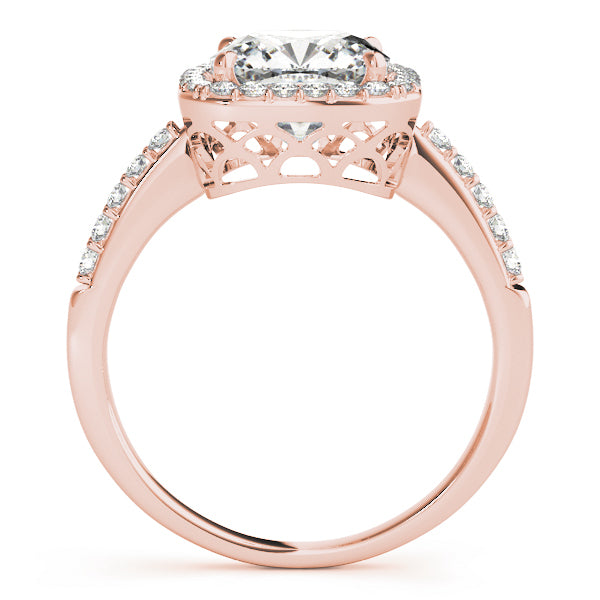 14K Rose Gold Engagement Rings Halo Square & Cushion With 0.25 TCW Diamond (SI1-SI2, G-H)