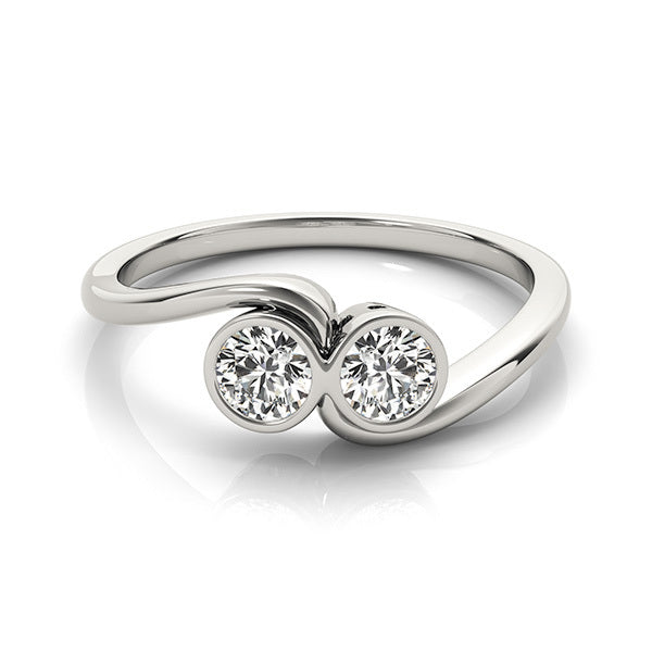 14K White Gold Two Stone Ring With 0.50 TCW Diamond (SI1-SI2, G-H)