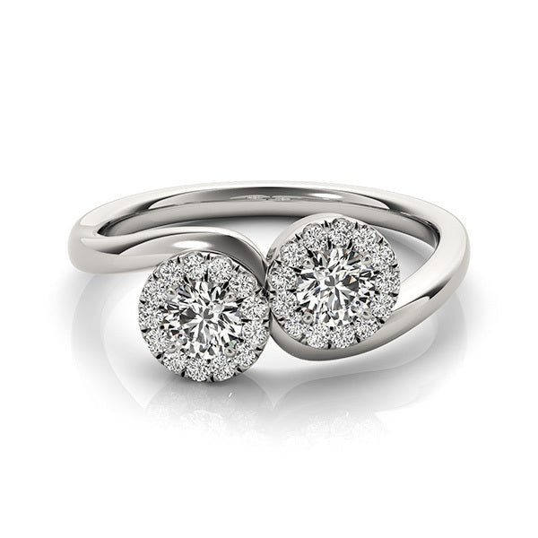 14K White Gold Two Stone Ring With 0.42 TCW Diamond (SI2, H-I)