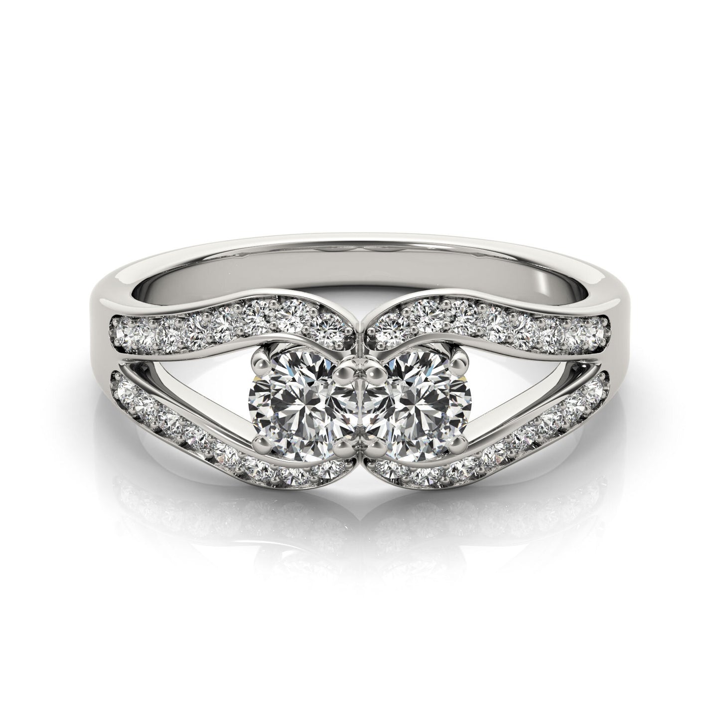 14K White Gold Two Stone Ring With 0.52 TCW Diamond (SI2, H-I)