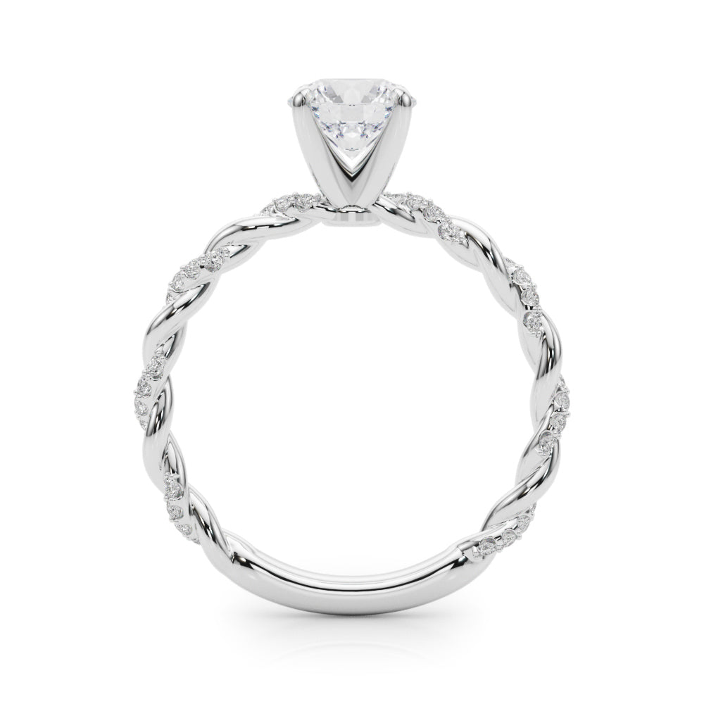 14K White Gold Engagement Ring With Twisted Shank With 0.19 TCW Diamond (SI1-SI2, G-H)
