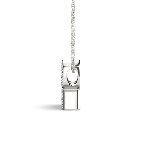 14K White Gold 1/10 Cttw R Initial With 0.09 TCW Diamond (I3 H-J)