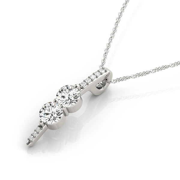 14K White Gold Two Stone Pendant With 0.17 TCW Diamond (SI2, H-I)