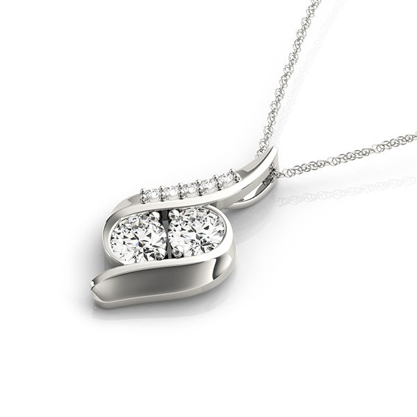 14K White Gold Two Stone Pendant With 0.25 TCW Diamond (SI2, H-I)