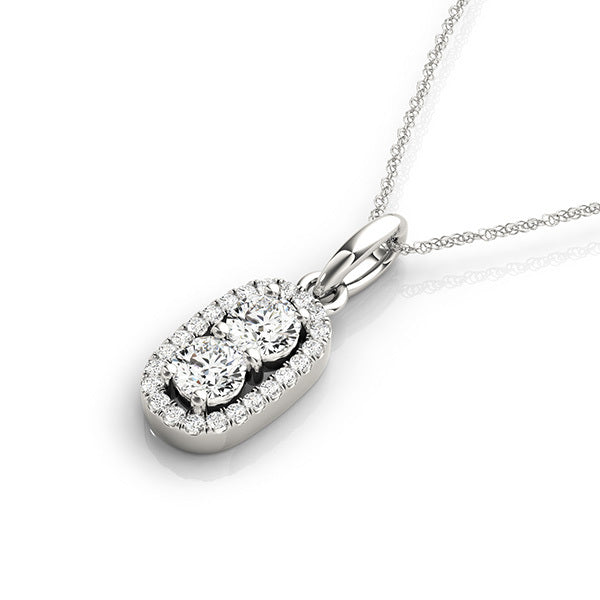 14K White Gold Two Stone Pendant With 0.91 TCW Diamond (SI2, H-I)